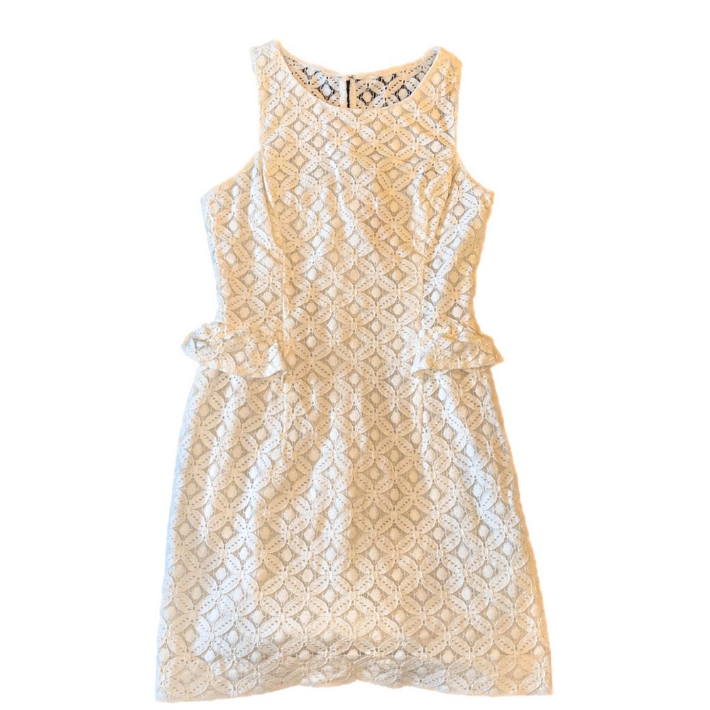 Lilly Pulitzer White Lace Dress Size 4 | Elegant Sleeveless Peplum